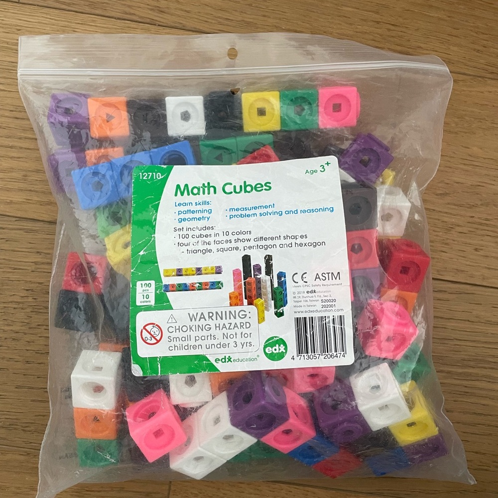 Math Cubes Interlocking Learning Cubes - Multicolor